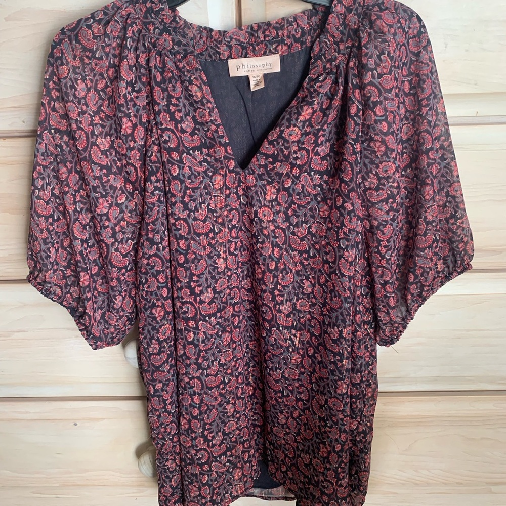 Philosophy Women's Floral Blouse - Black with Paisley Pattern.